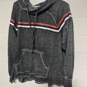 Active USA Gray Hoodie with Multicolor Stripes